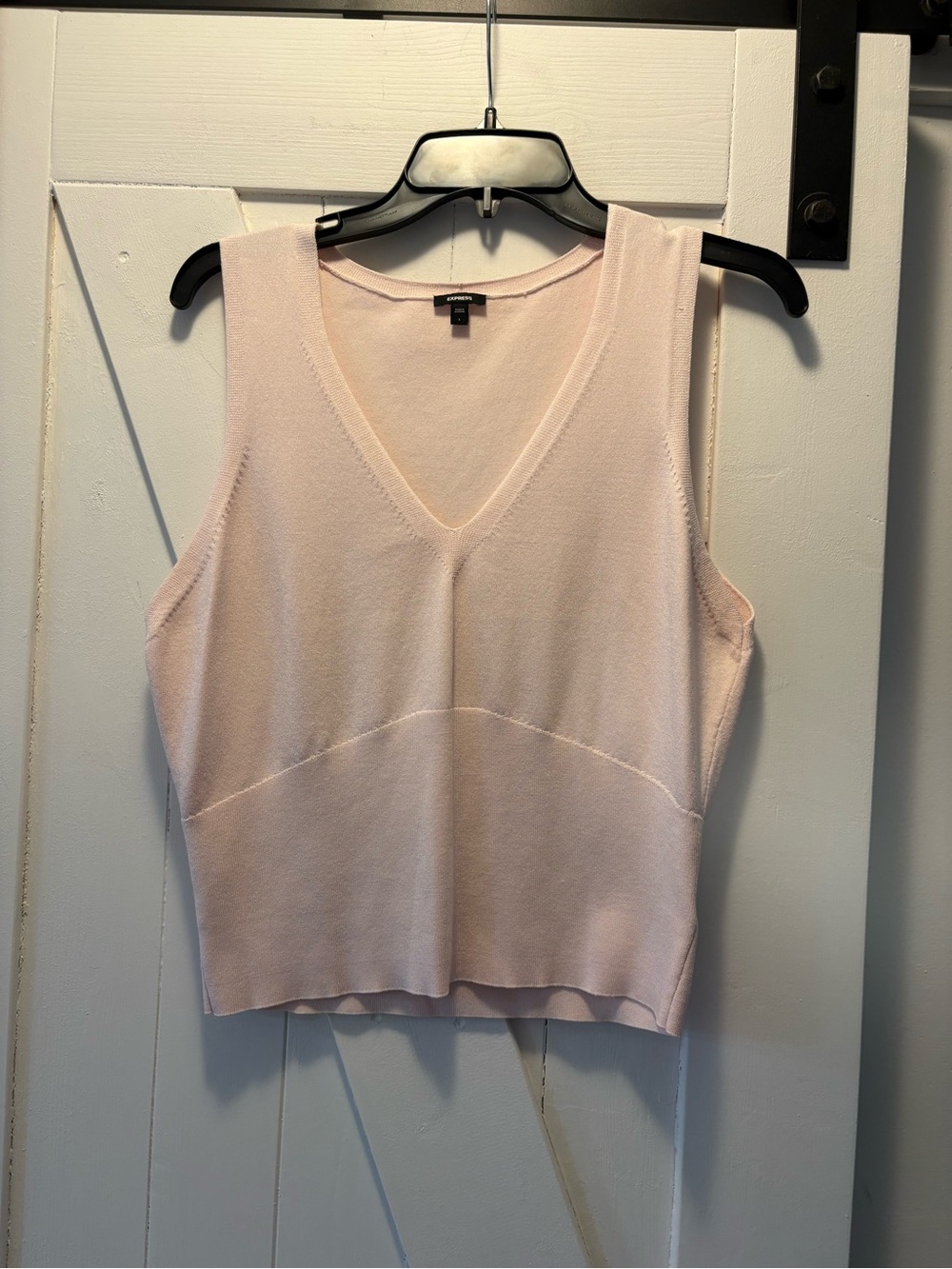 Express Pale Pink V-Neck Knit Tank Top